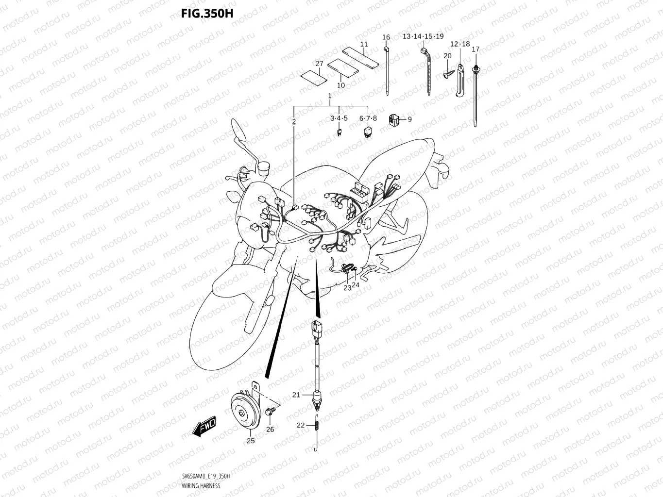 350H - WIRING HARNESS (SV650XA,SV650XAU)