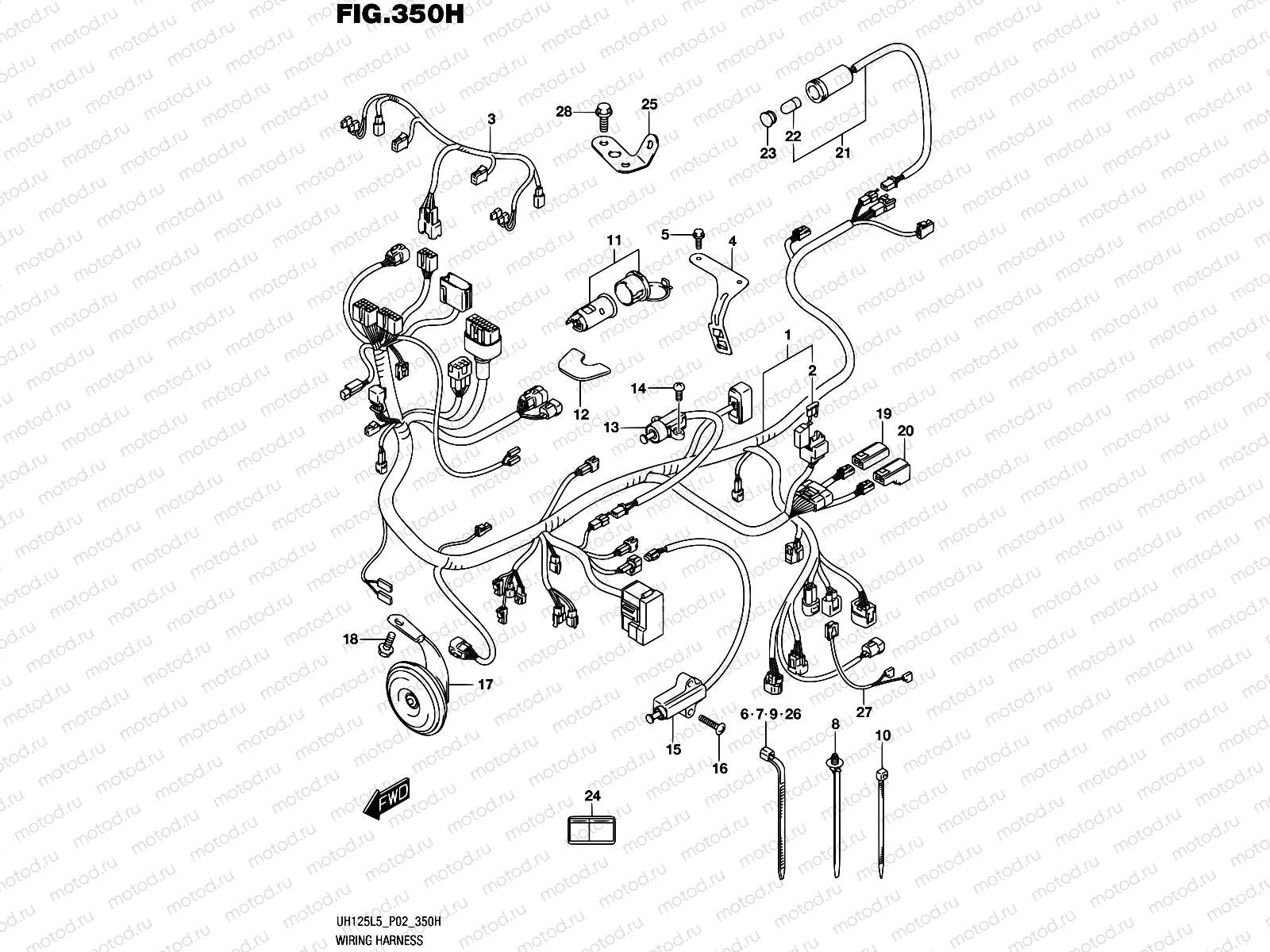 350H - WIRING HARNESS (UH125AL5 P53)