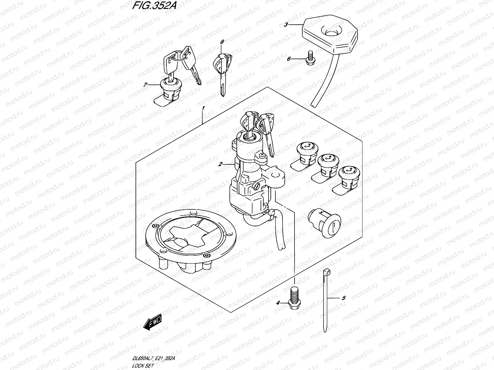 352A - LOCK SET (FOR TOP CASE,SIDE CASE)