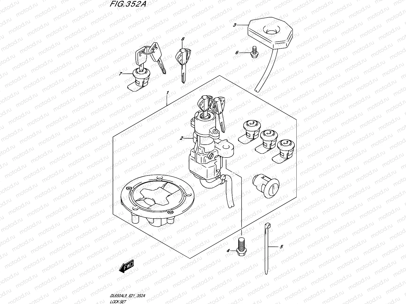 352A - LOCK SET (FOR TOP CASE,SIDE CASE)