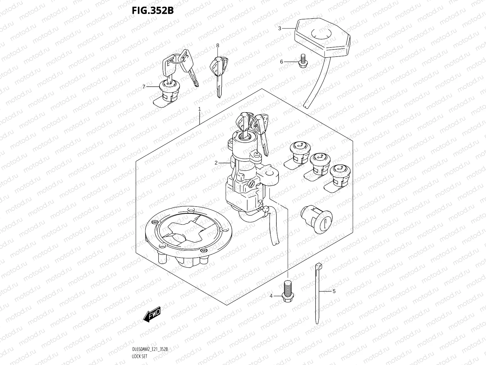 352B - LOCK SET (FOR TOP CASE,SIDE CASE)
