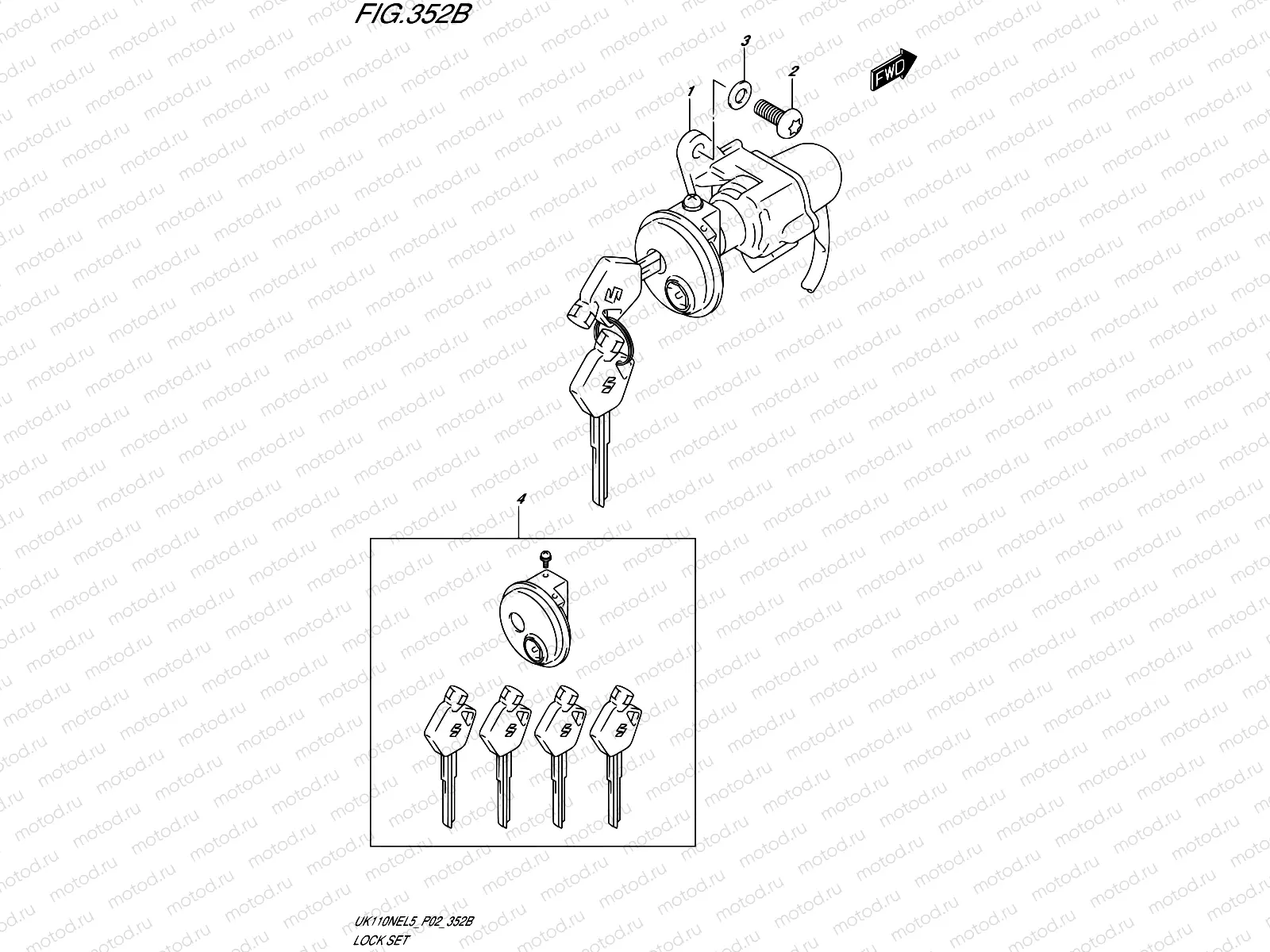 352B - LOCK SET (UK110NEL5 P19)