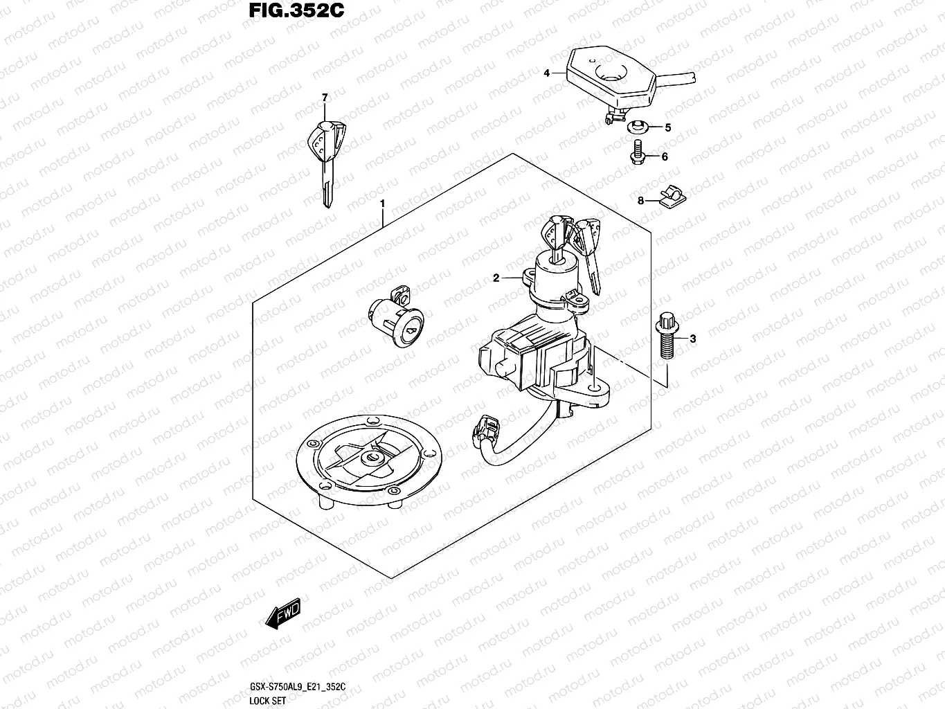 352C - LOCK SET (GSX-S750ZAL9 E21)