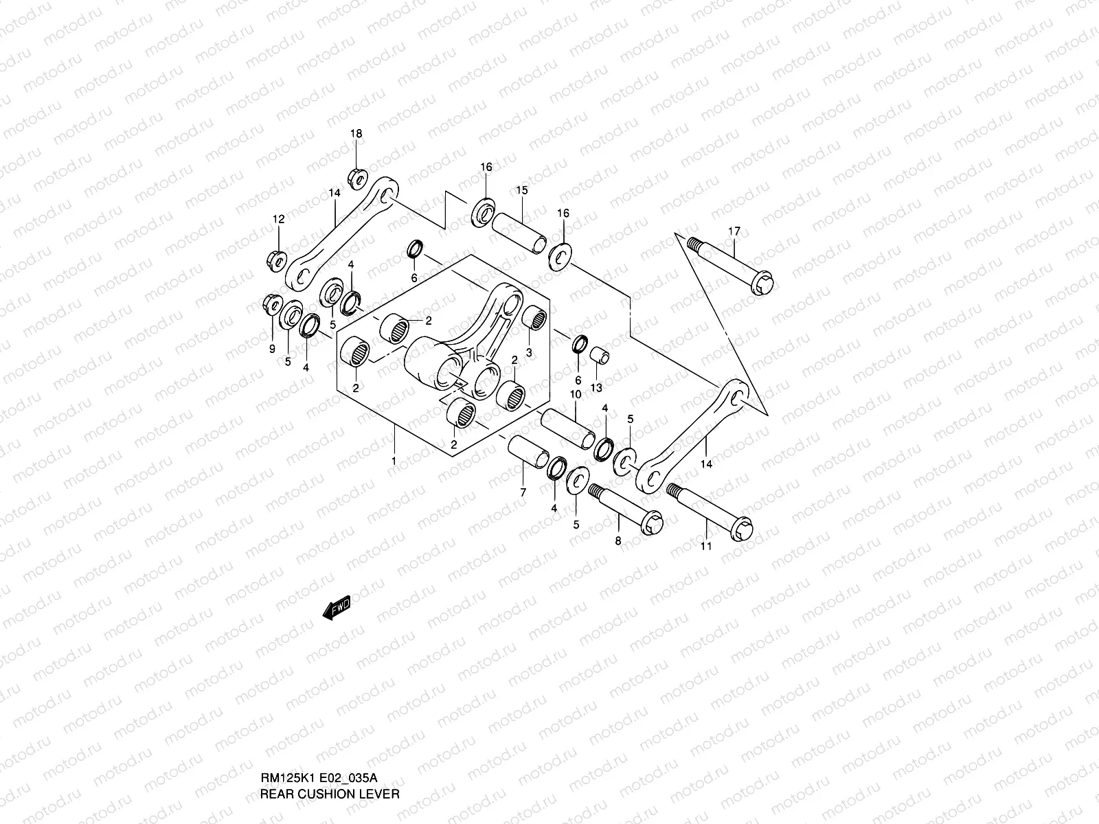 35A - REAR CUSHION LEVER (MODEL K2)