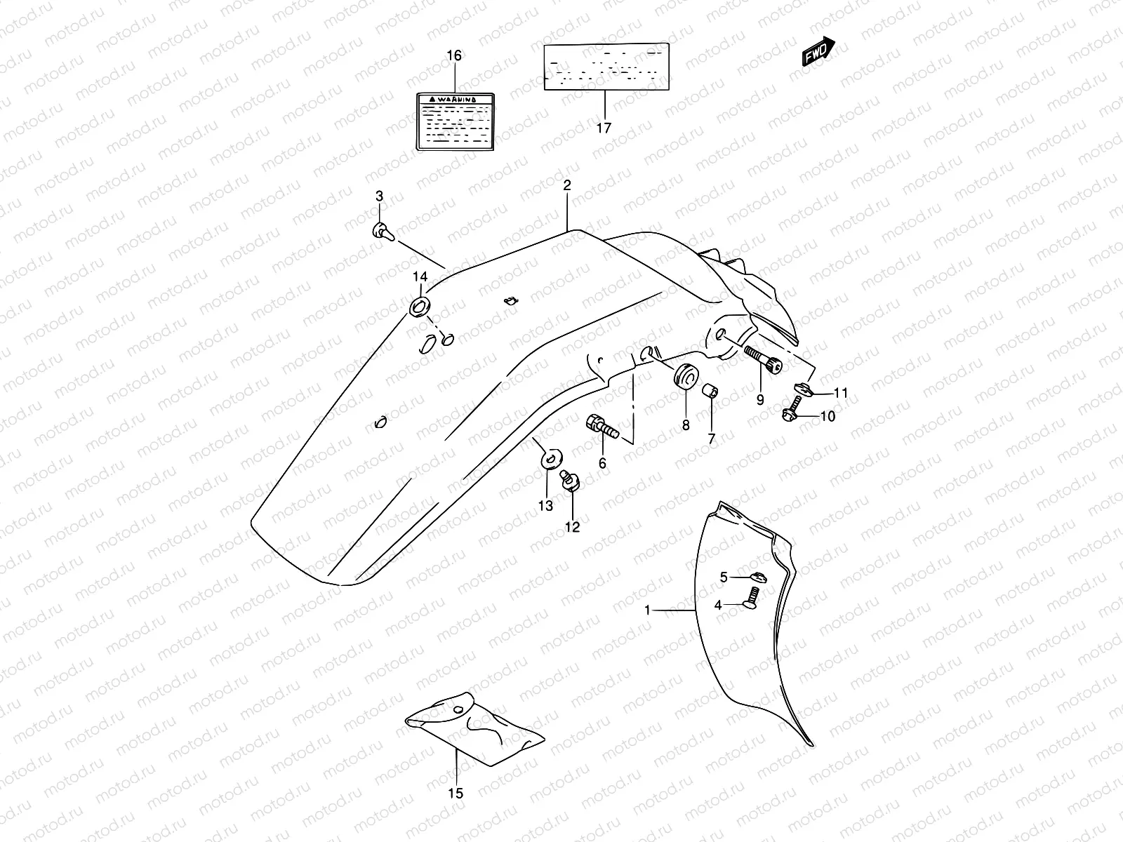35A - REAR FENDER - LABEL (MODEL R/S/T)