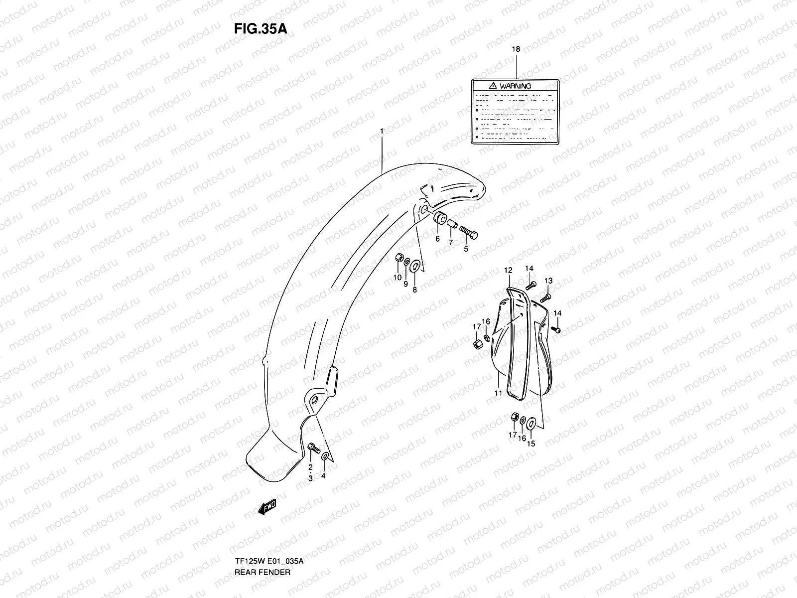 35A - REAR FENDER (MODEL W/K5)