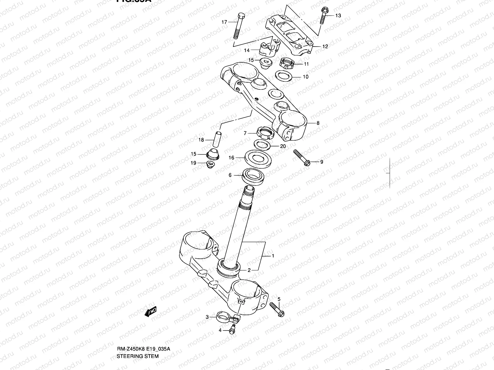 35A - STEERING STEM (RM-Z450L1)