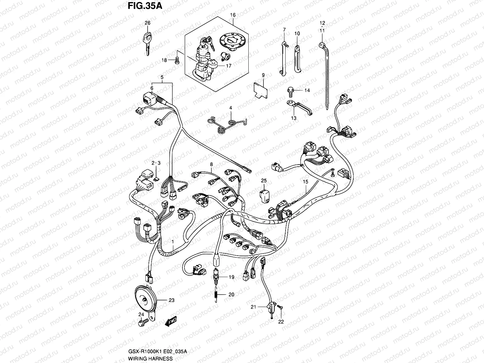 35A - WIRING HARNESS (GSX-R1000K2)
