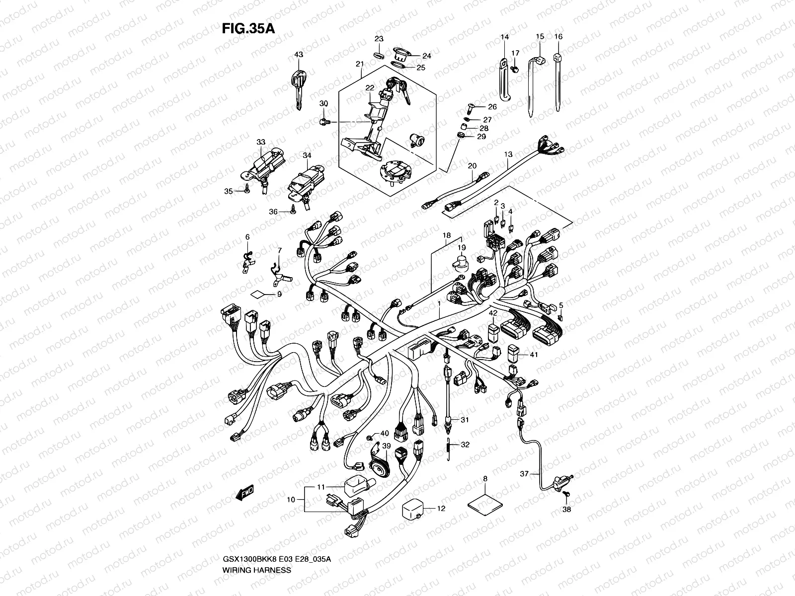 35A - WIRING HARNESS (GSX1300BKAK8/AK9 E33)