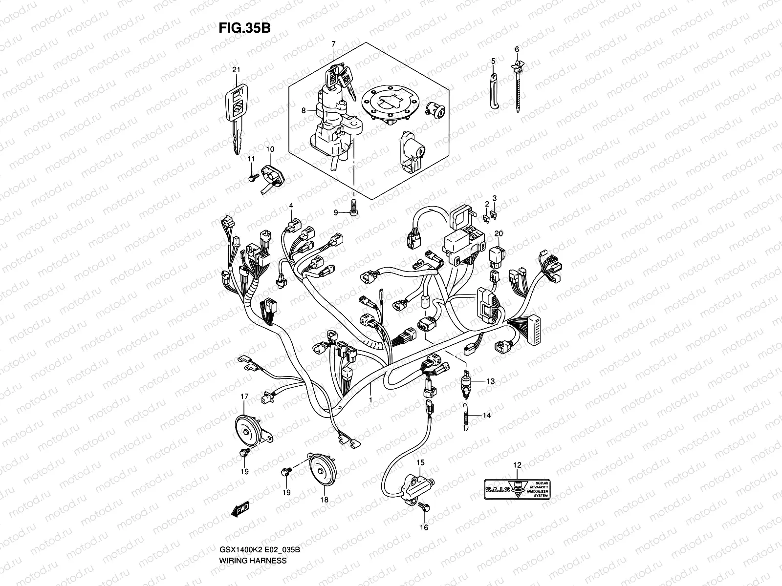 35B - WIRING HARNESS (GSX1400K5/UK5)