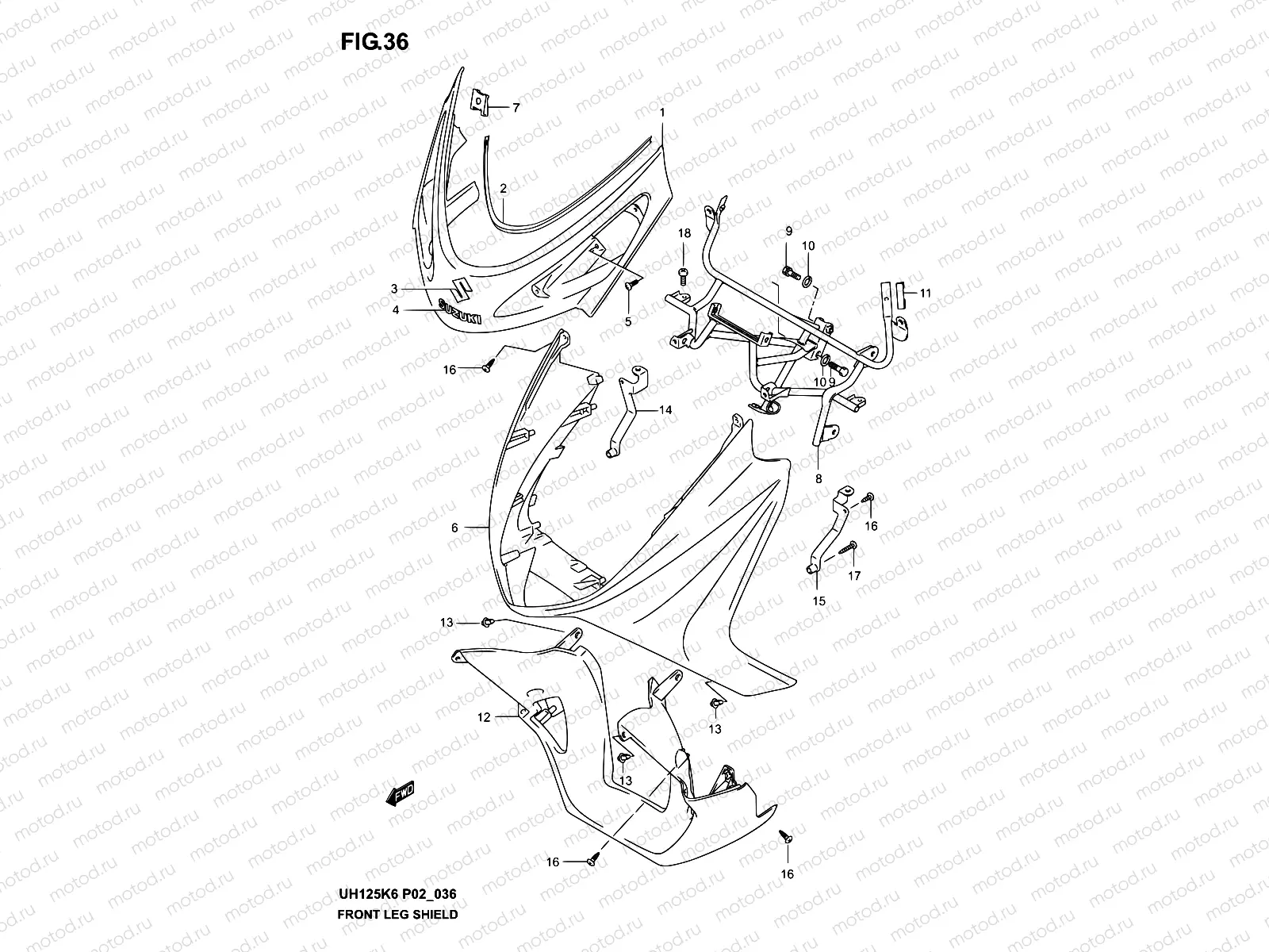 36 - FRONT LEG SHIELD (MODEL K2)