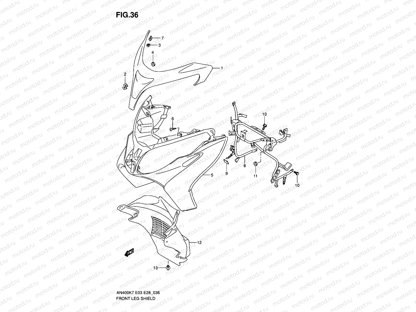 36 - FRONT LEG SHIELD (MODEL K7/K8)