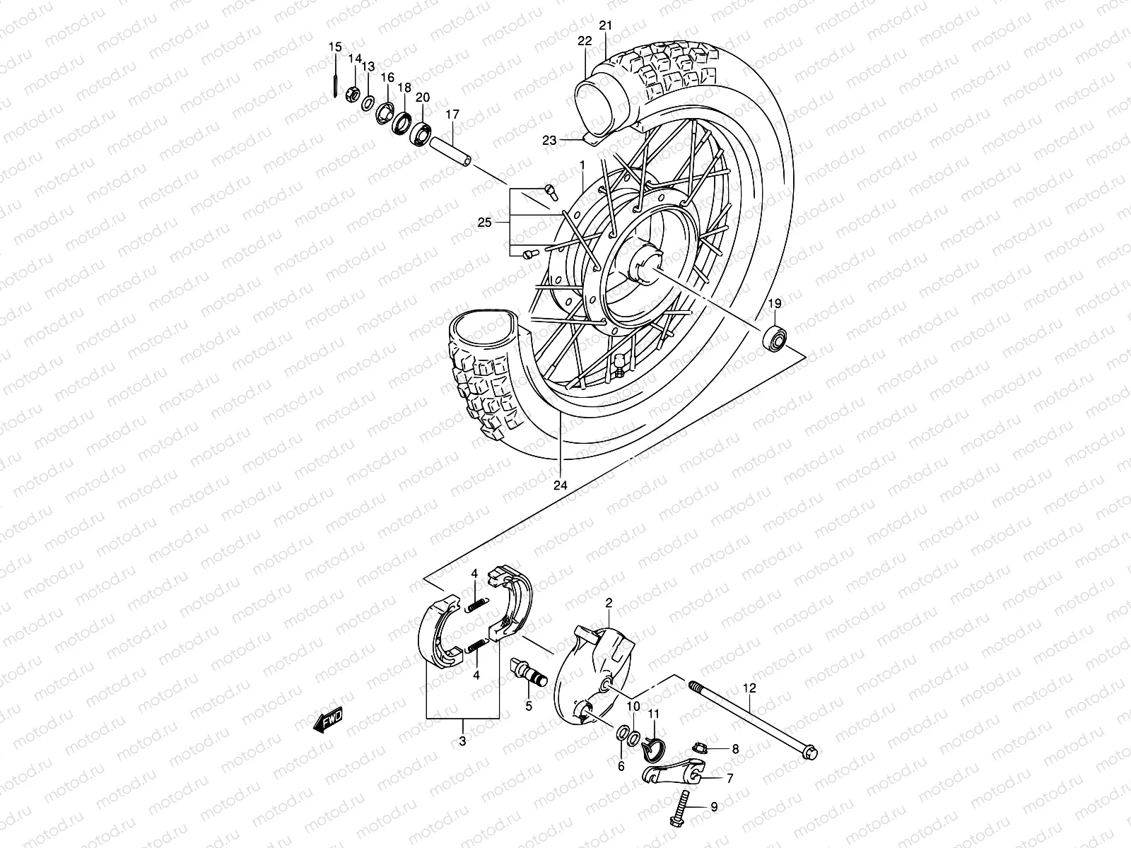 36 - FRONT WHEEL (DR-Z125K3/K4/K5/K6/K7)