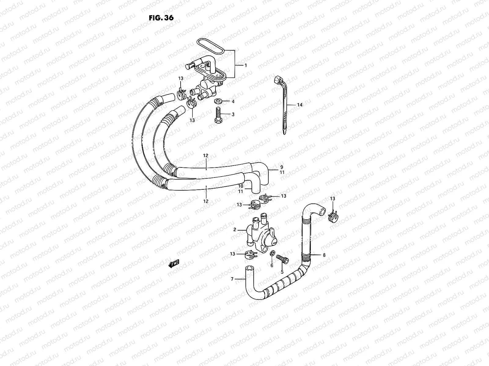 36 - FUEL COCK (MODEL H/J/K/L/M/N/P/R)