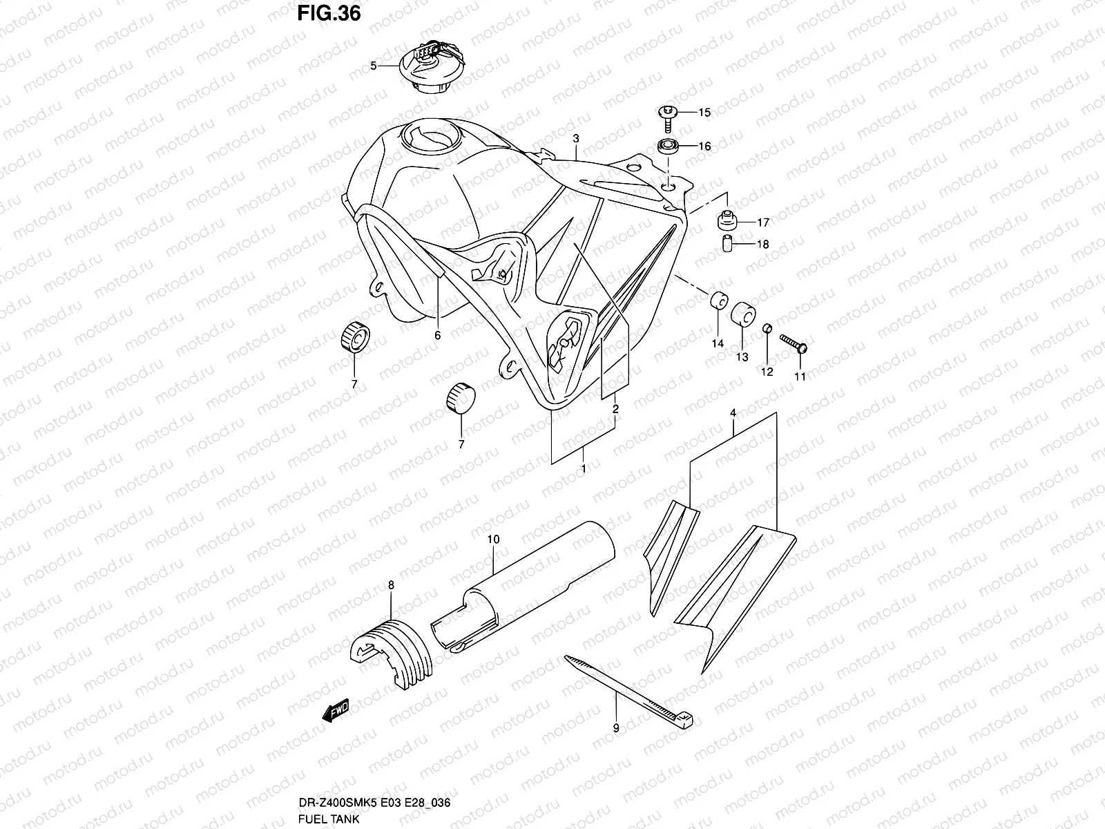 36 - FUEL TANK (MODEL K5/K6)