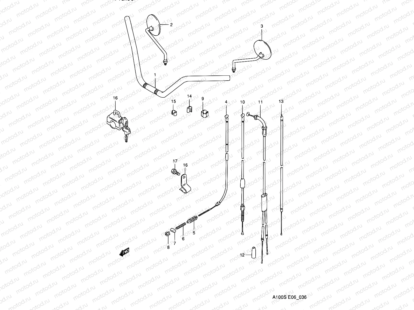 36 - HANDLE BAR - CONTROL CABLE