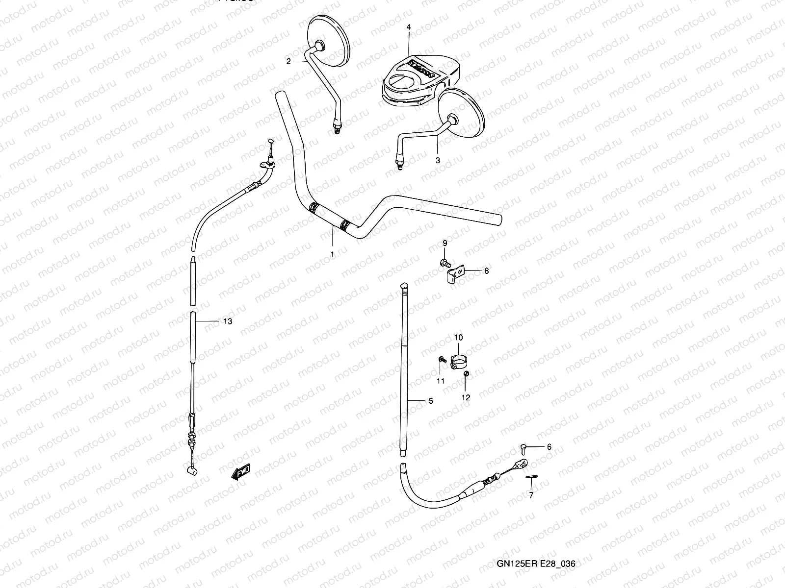 36 - HANDLEBAR - FRONT CABLE