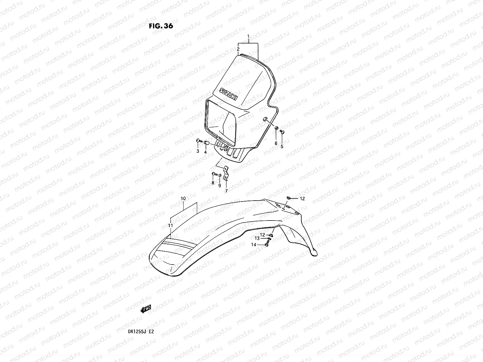 36 - HEADLAMP COVER - FRONT FENDER (MODEL F)