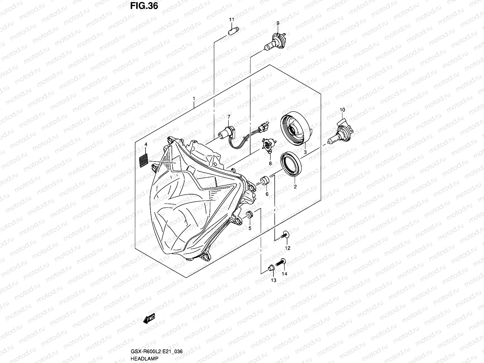 36 - HEADLAMP (GSX-R600L2 E21)