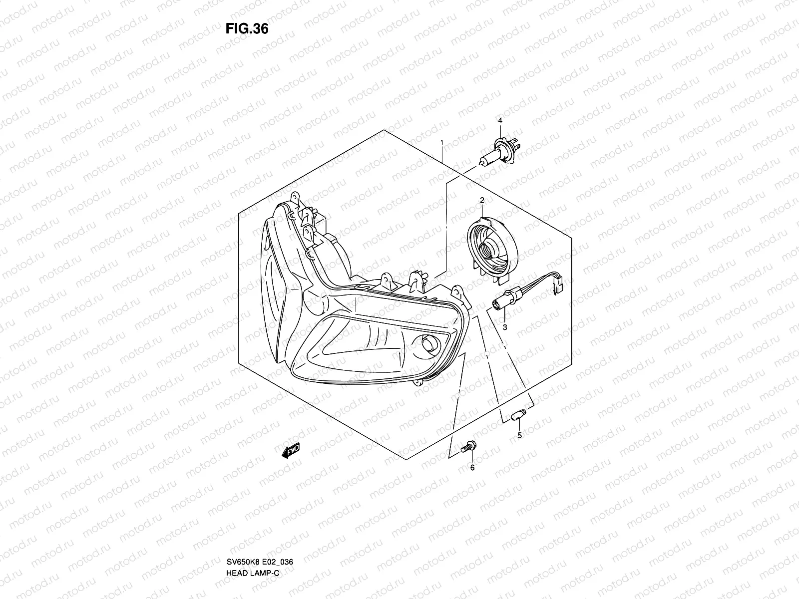 36 - HEADLAMP (SEE NOTE)