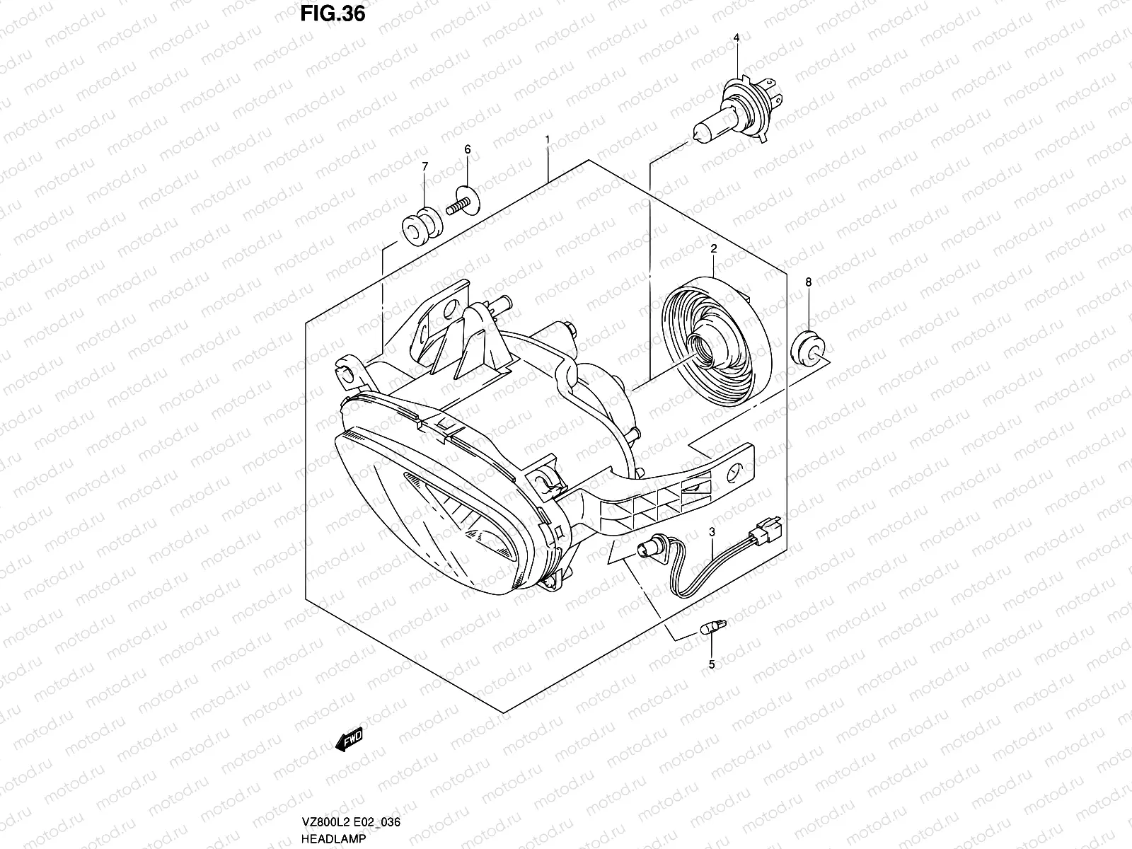 36 - HEADLAMP (VZ800UEL2 E19)