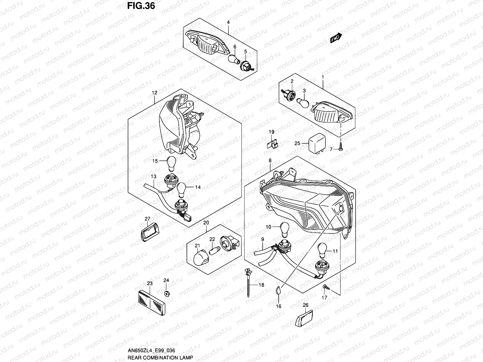 36 - REAR COMBINATION LAMP (W/REFLECTOR)