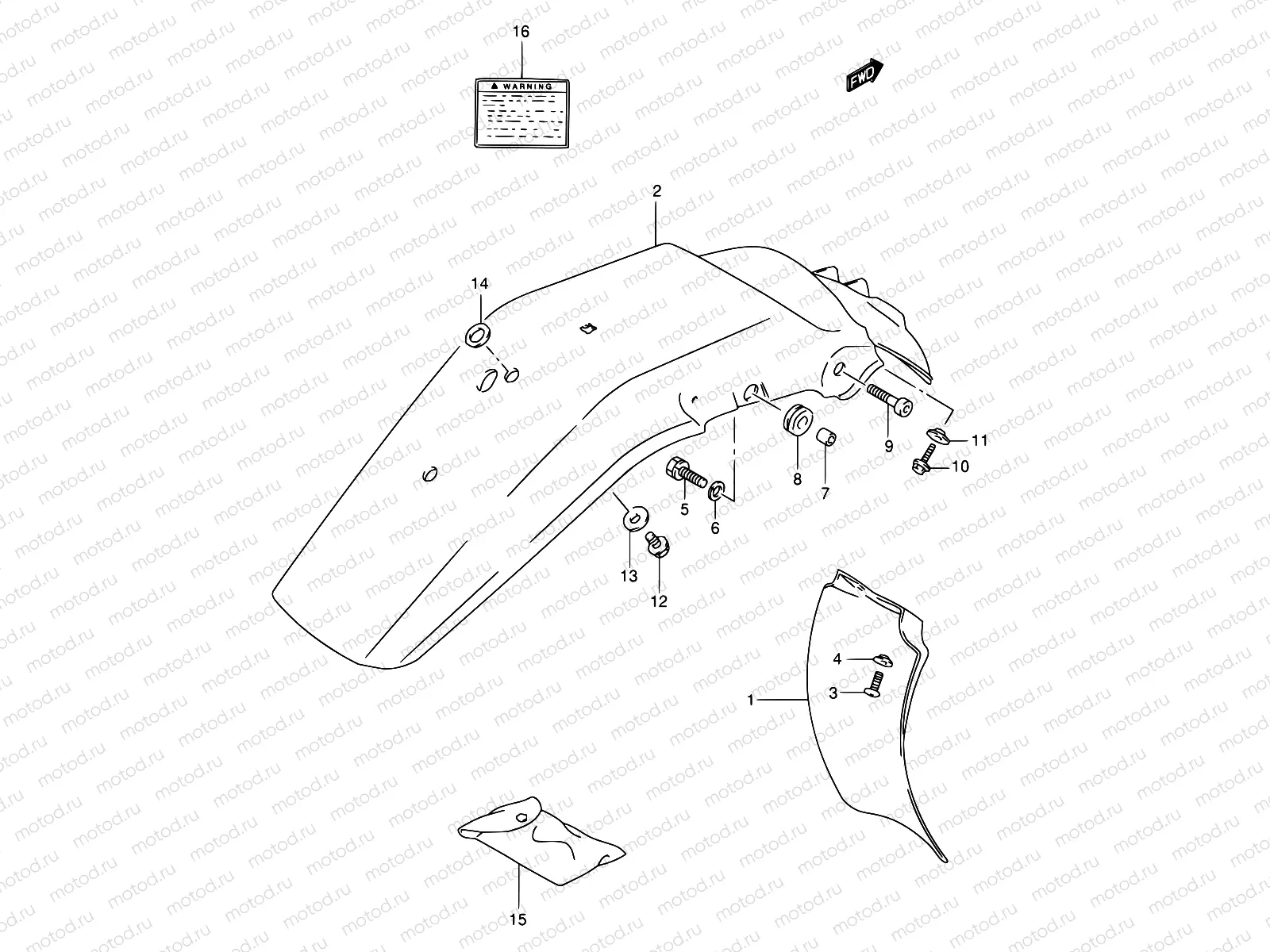 36 - REAR FENDER - LABEL (MODEL L/M/N/P)