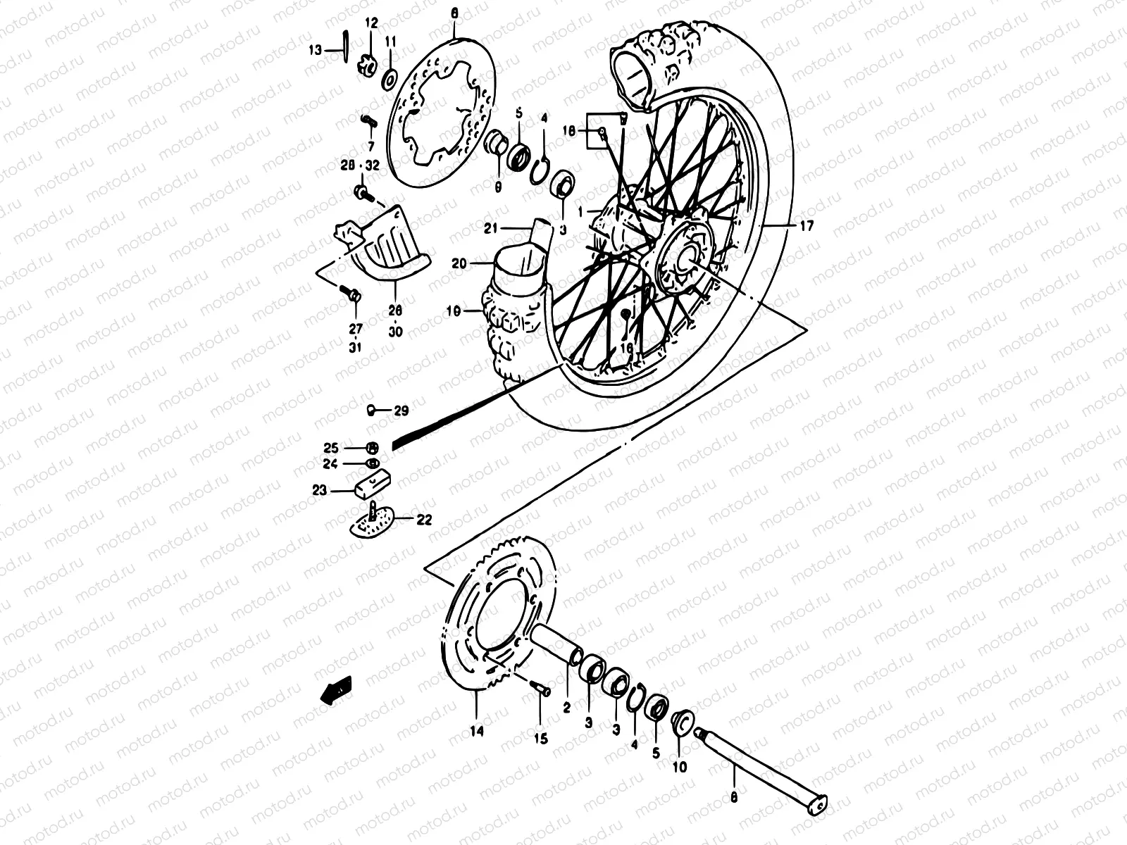 36 - REAR WHEEL (MODEL T/V/W/X)