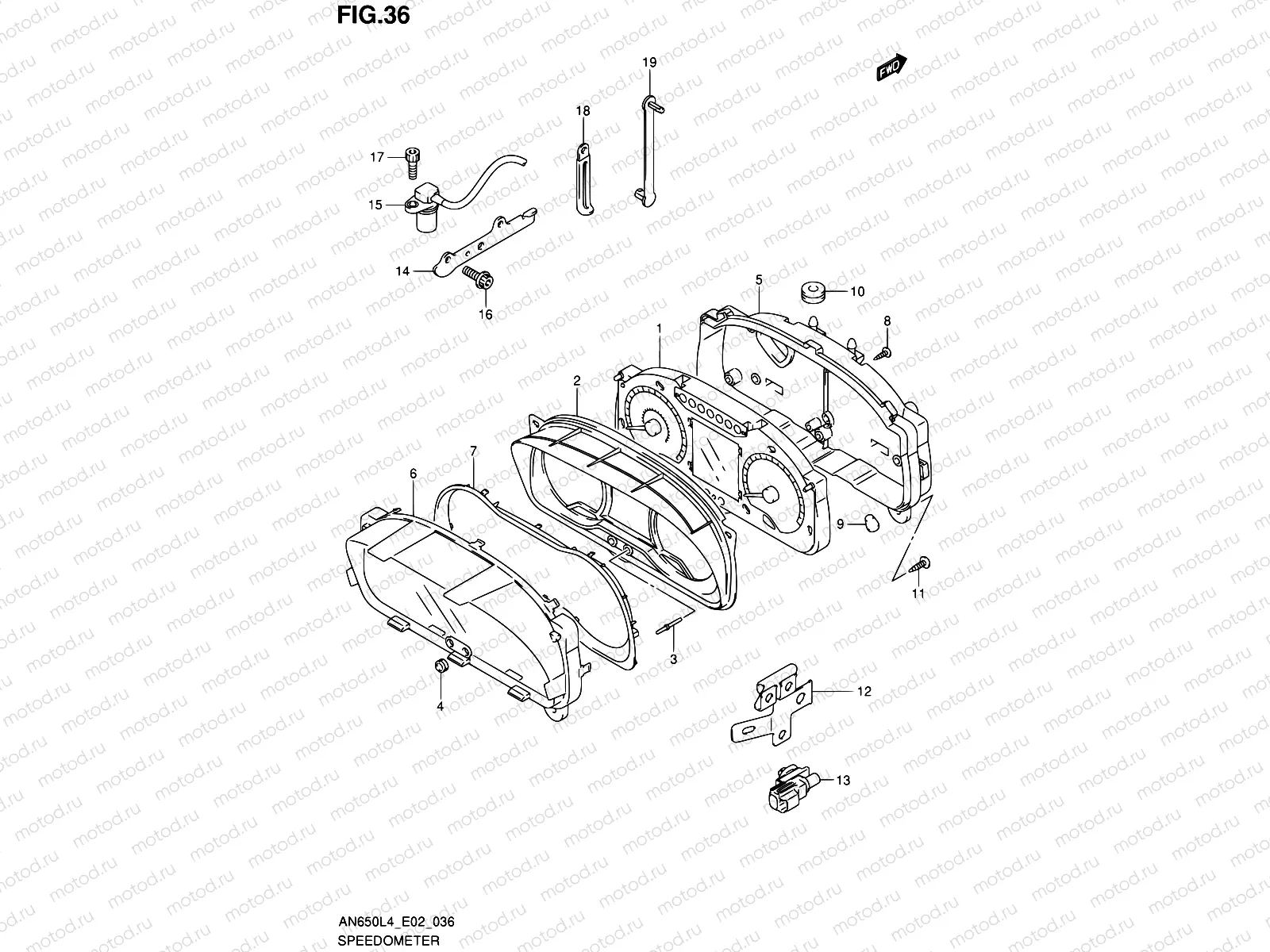 36 - SPEEDOMETER (AN650L4 E02)