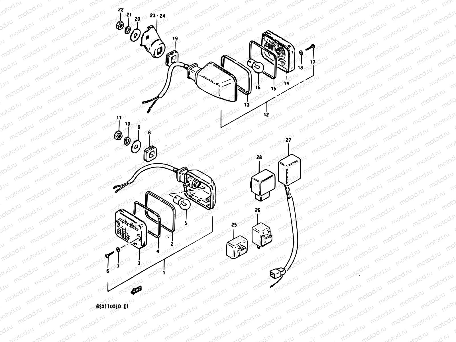 36 - TURN SIGNAL LAMP (GSX1100Z/EZ/D/ED/XD/EXD)