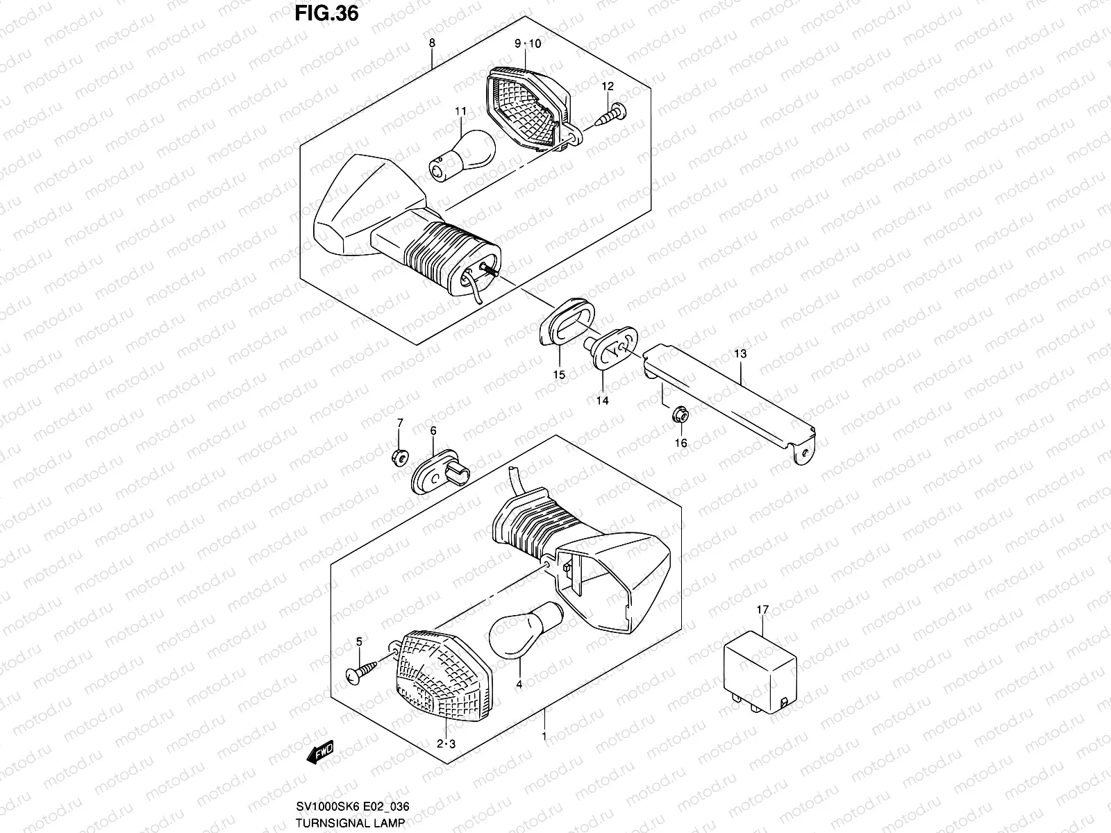 36 - TURNSIGNAL LAMP (SV1000S/S1/S2)