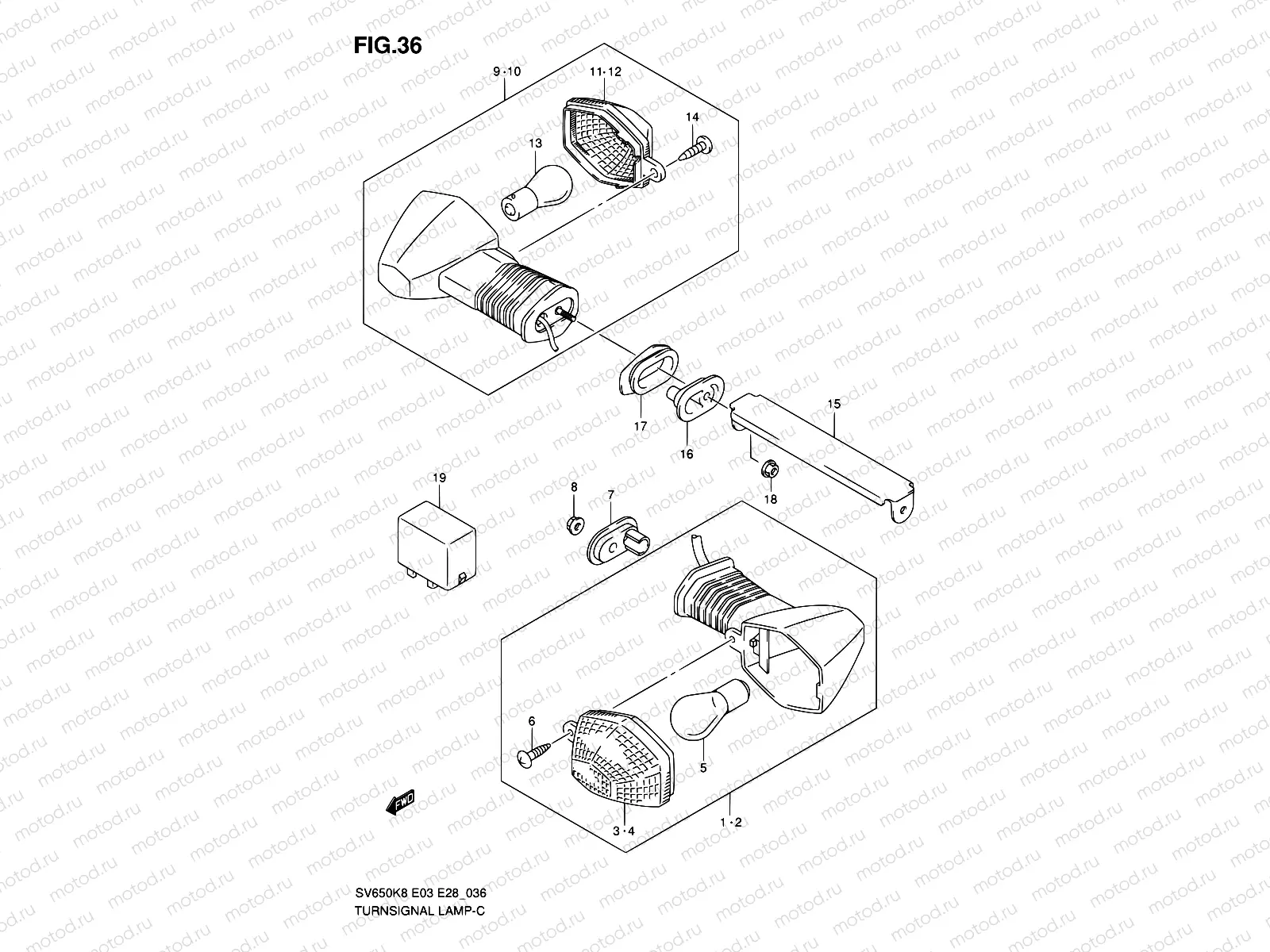 36 - TURNSIGNAL LAMP (SV650K8/AK8)