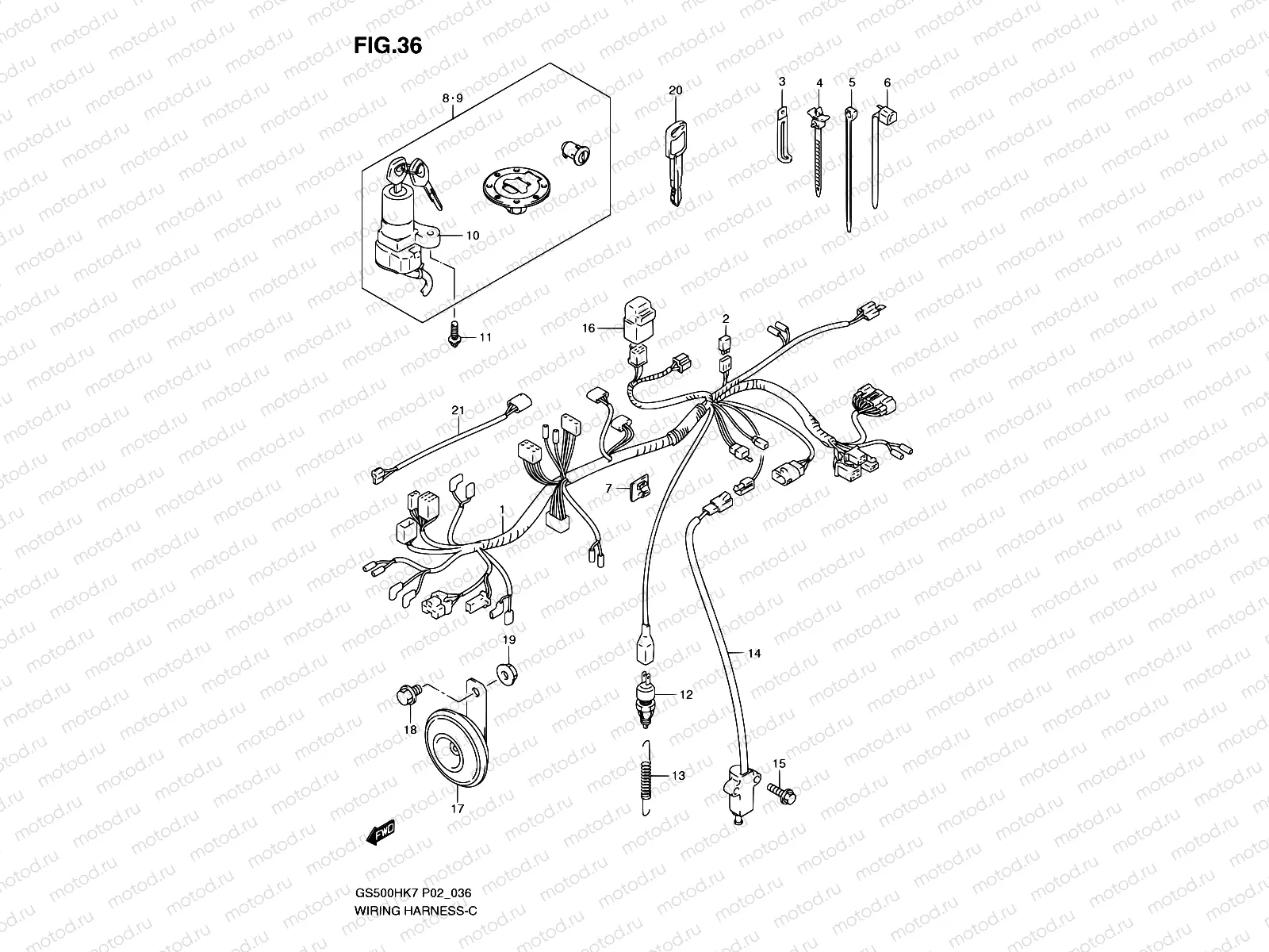 36 - WIRING HARNESS (GS500FH P02, P19, P24, P54, GS500FM P19)