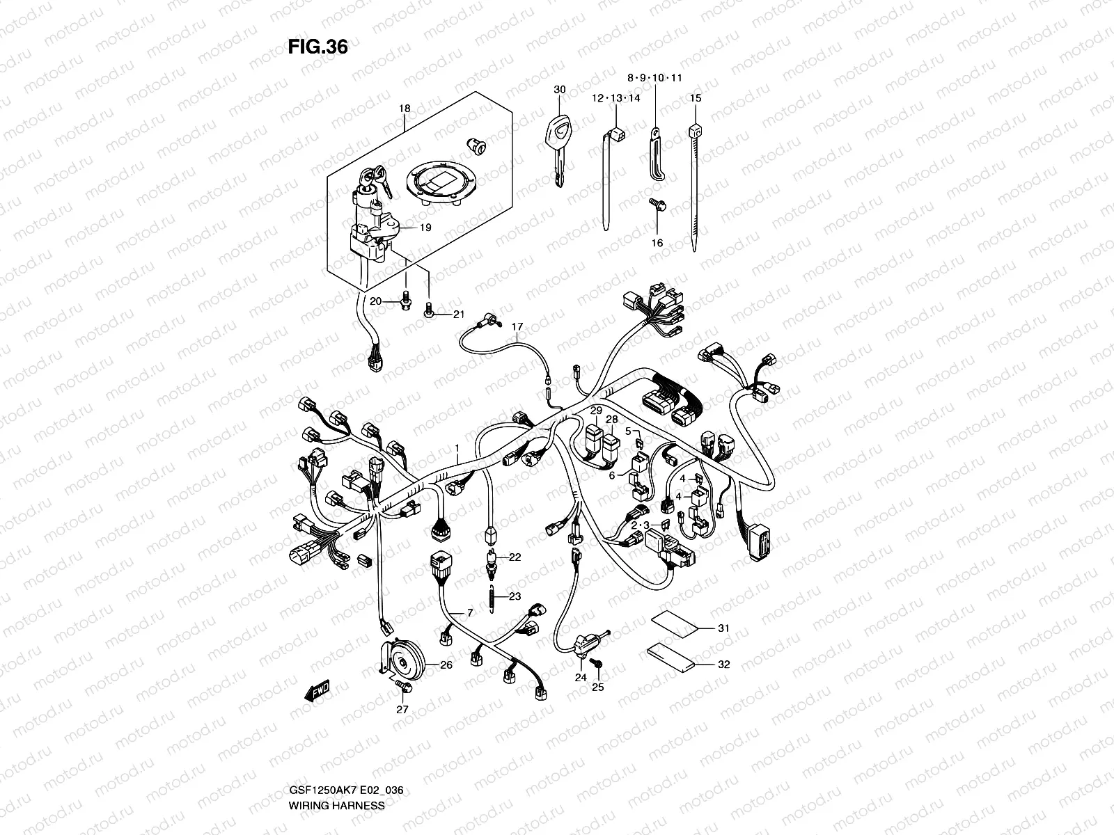 36 - WIRING HARNESS (GSF1250AK7/AK8/AK9)