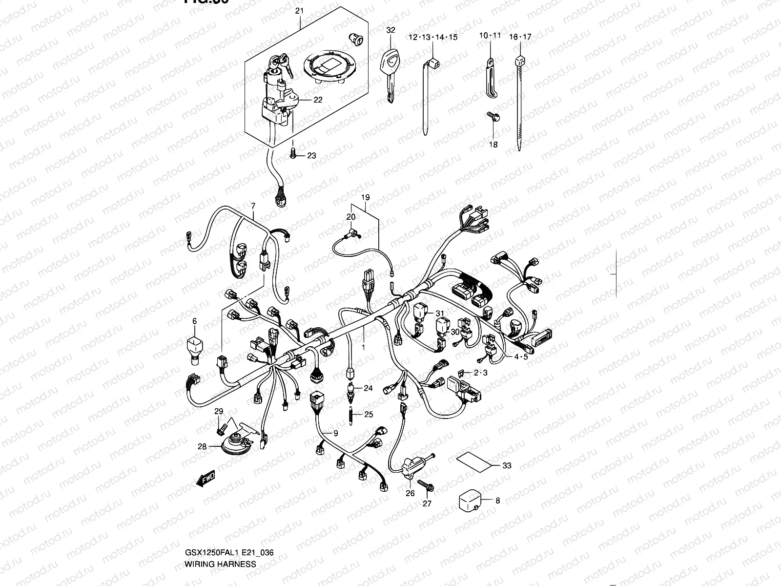 36 - WIRING HARNESS (GSX1250FAL1 E24)