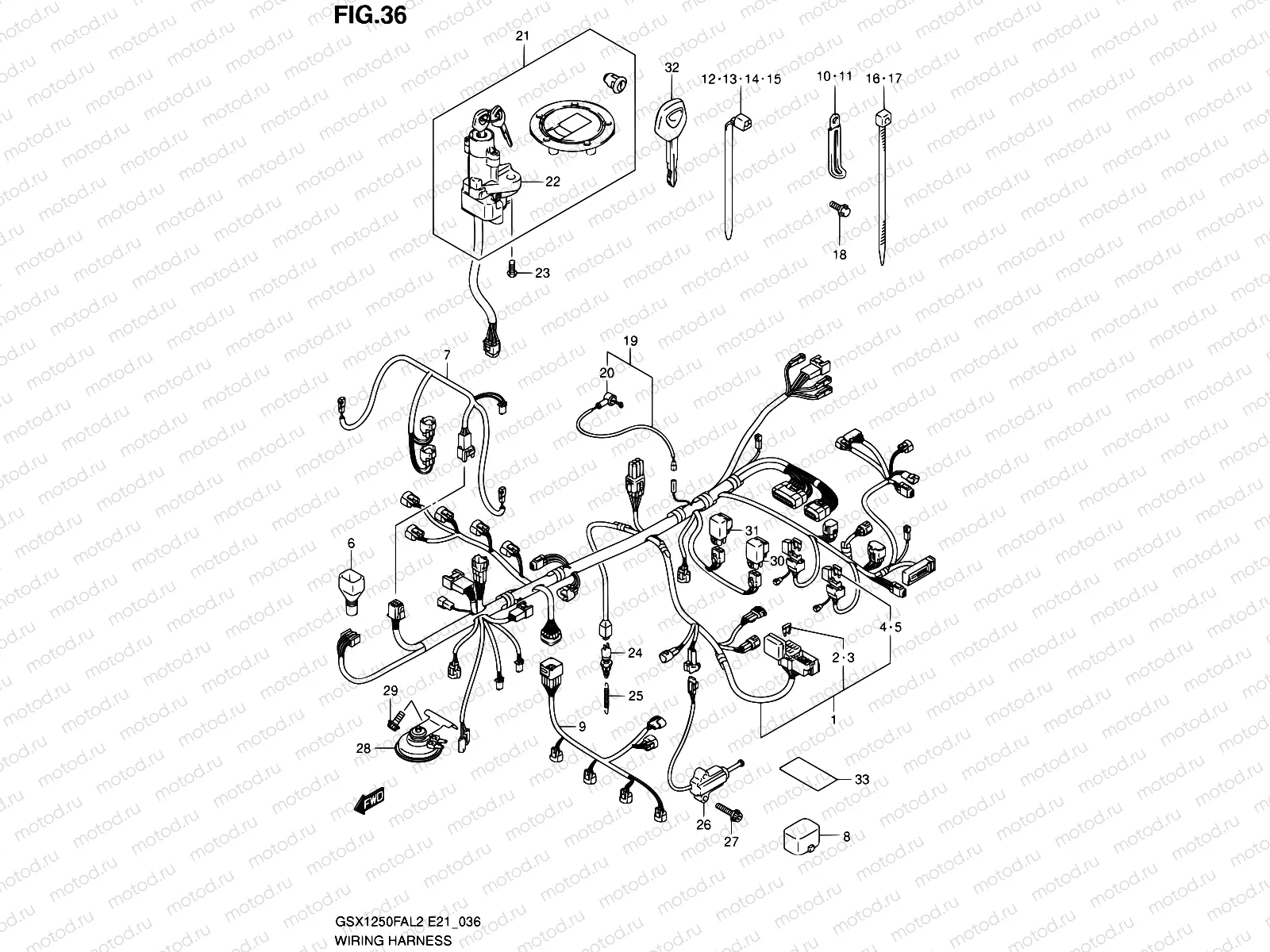 36 - WIRING HARNESS (GSX1250FAL2 E24)