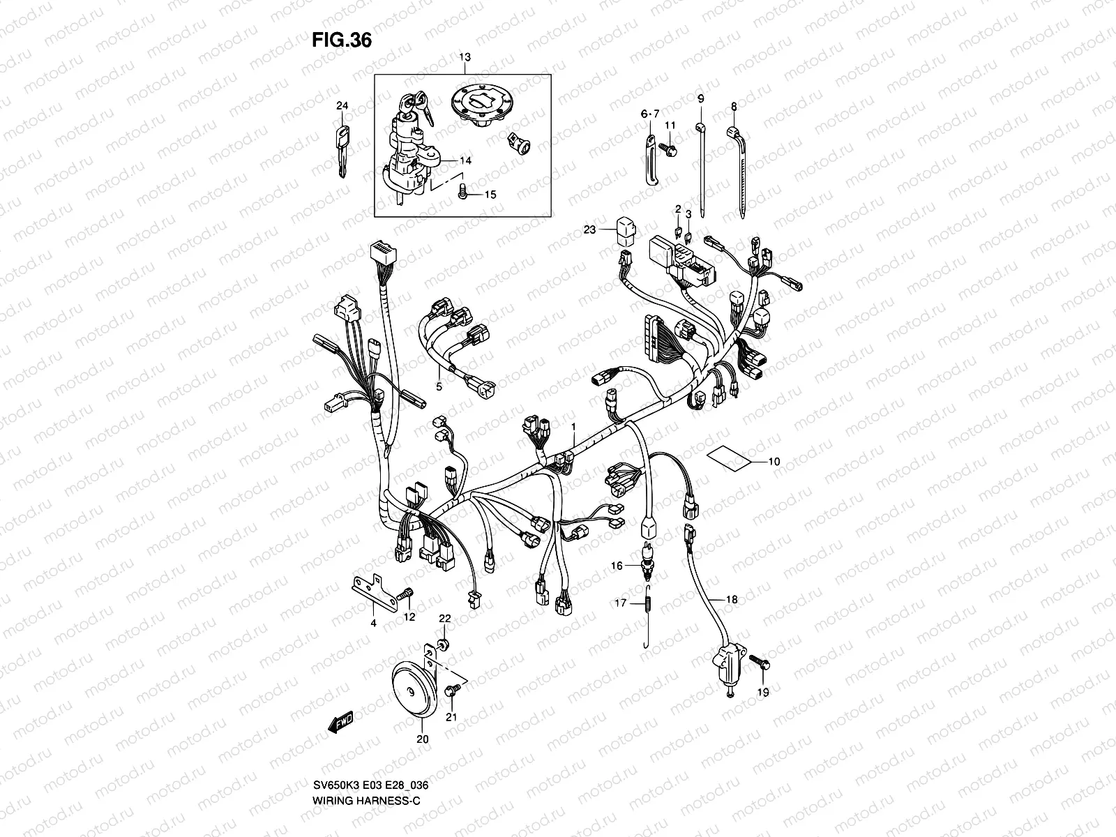 36 - WIRING HARNESS (SV650K3/K4)