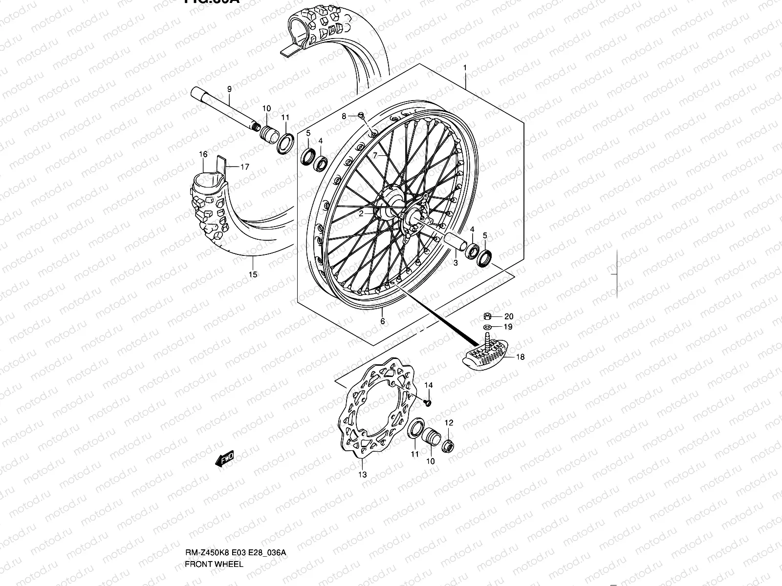 36A - FRONT WHEEL (RM-Z450L1)