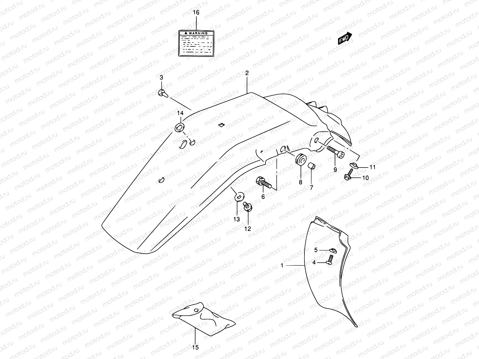 36A - REAR FENDER - LABEL (MODEL R/S/T)