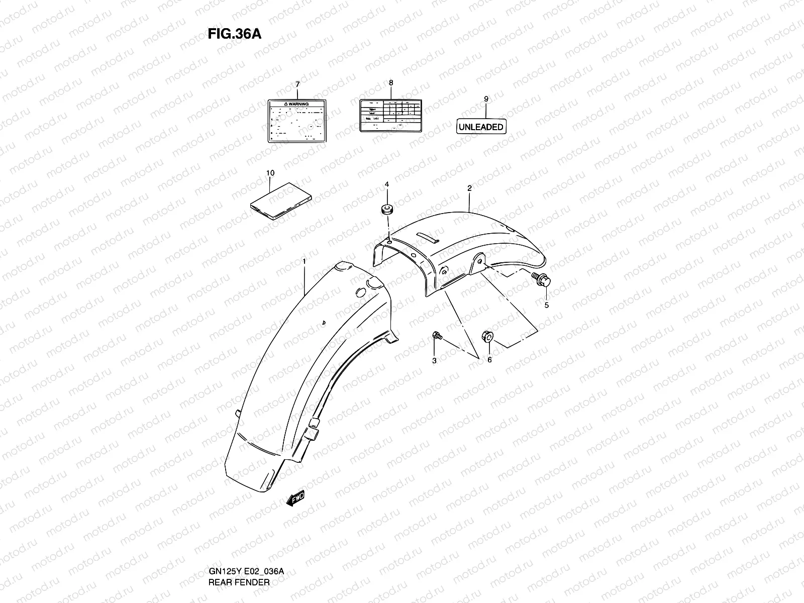 36A - REAR FENDER (MODEL Y/K1)