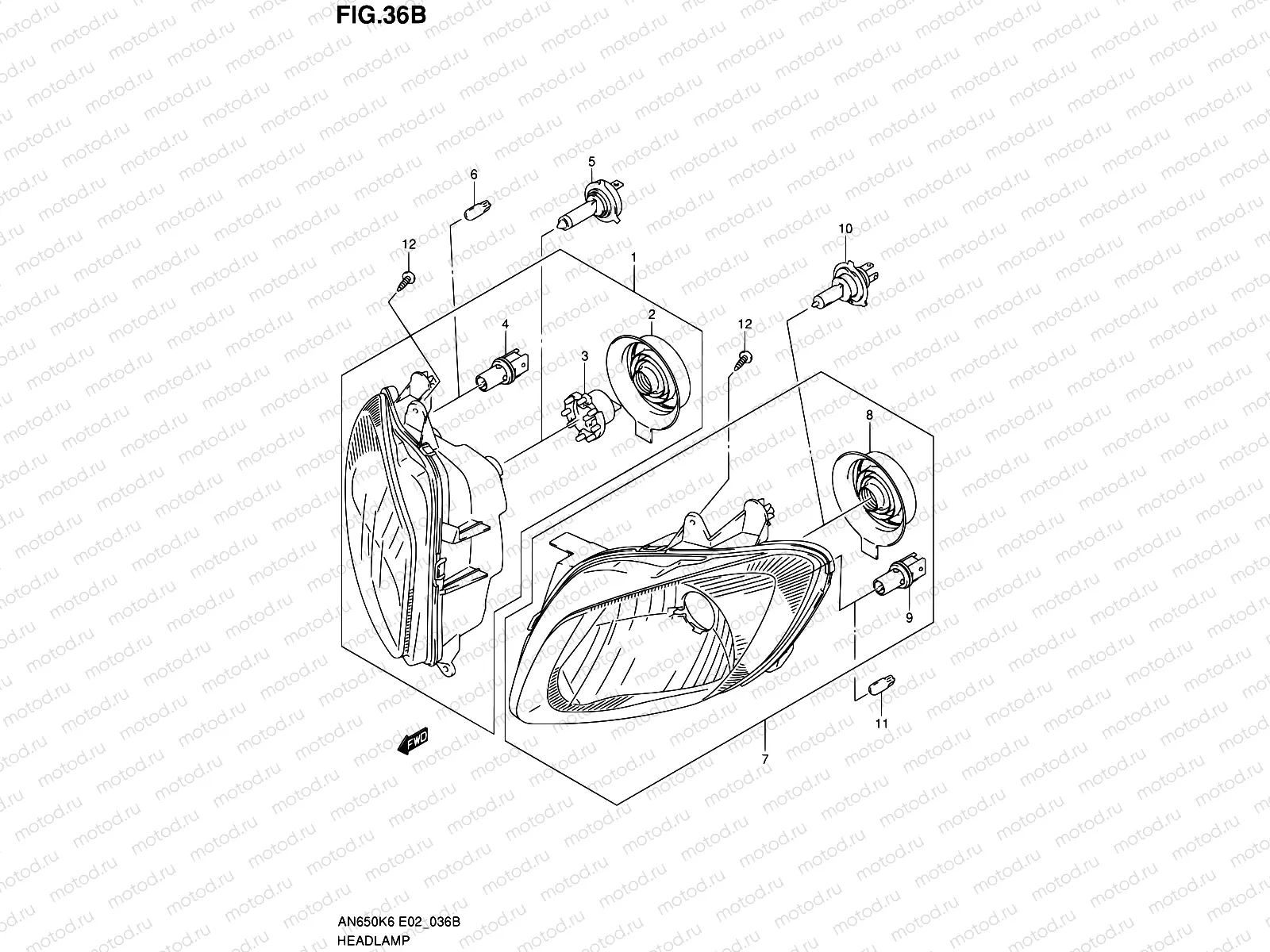 36B - HEADLAMP (AN650AK9/AL0 E02)