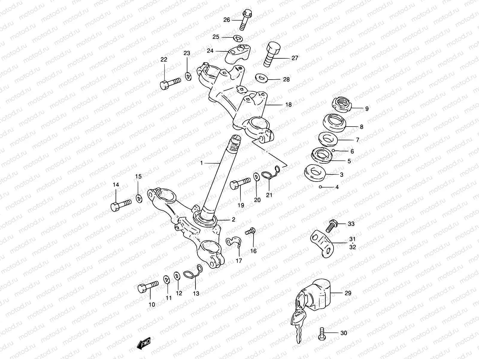 36B - STEERING STEM (MODEL K1 E71)