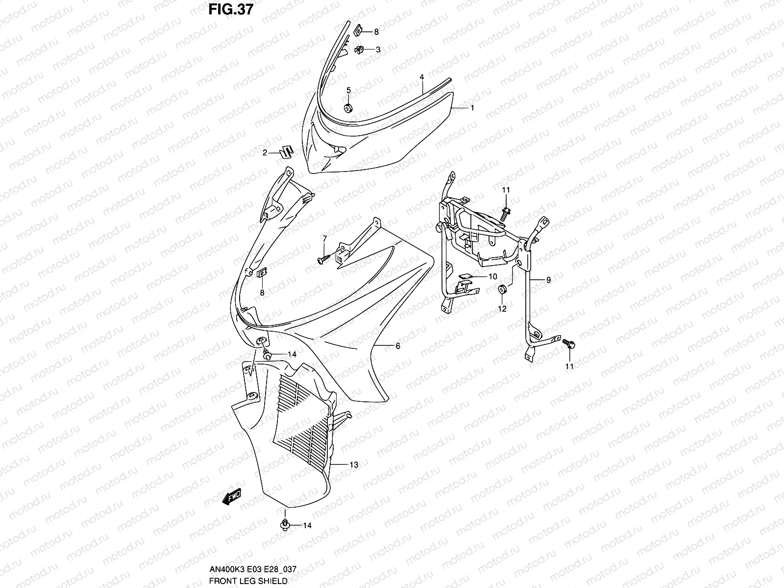 37 - FRONT LEG SHIELD (MODEL K3/K4)