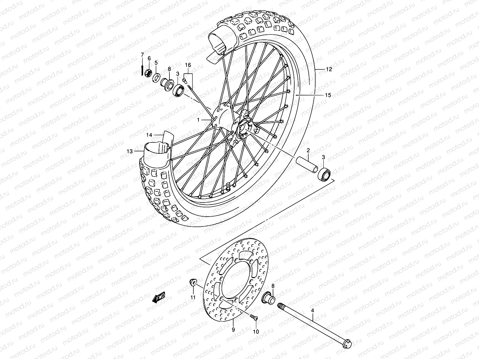 37 - FRONT WHEEL (DR-Z125LK3/LK4/LK5/LK6/LK7)
