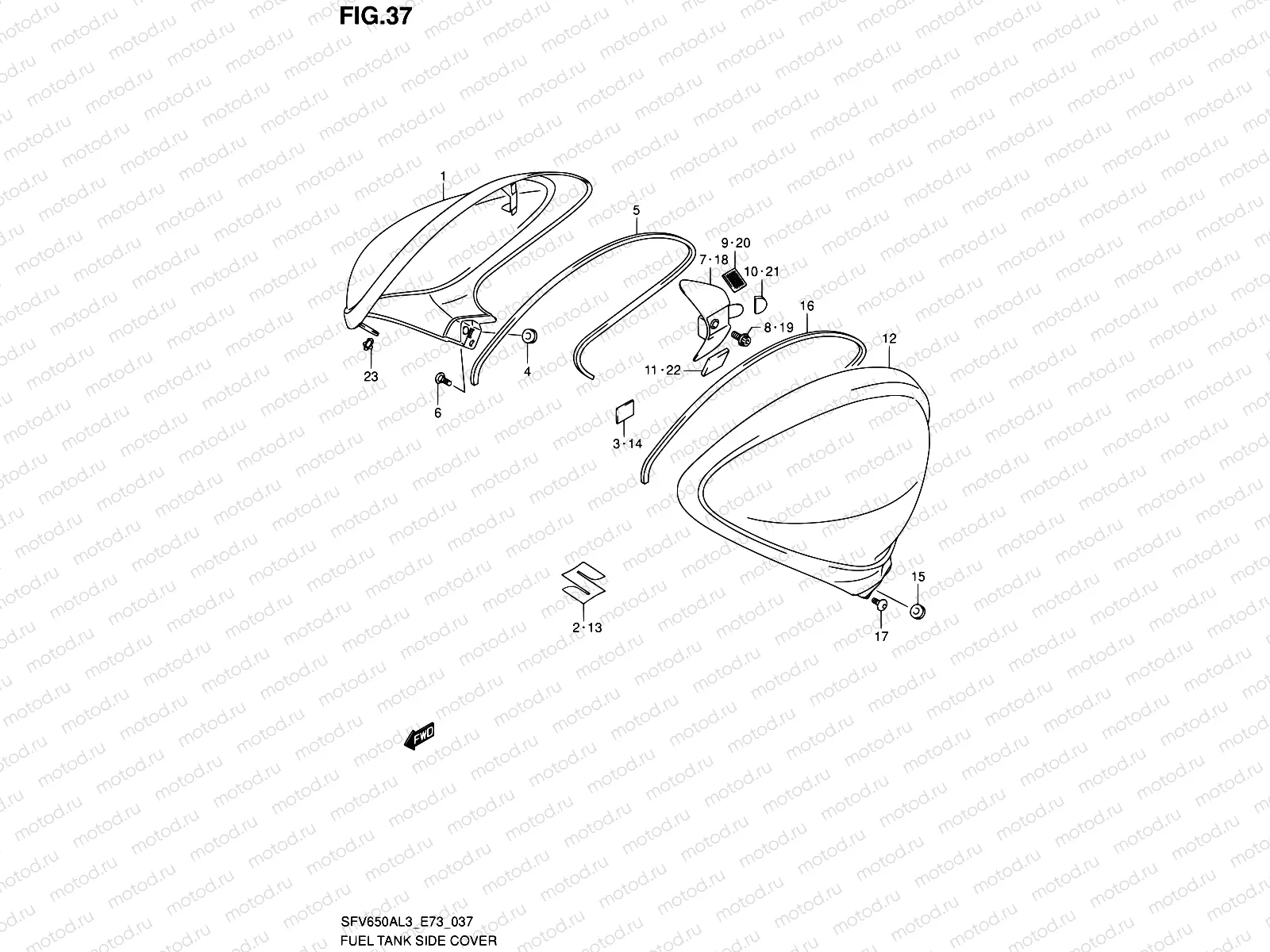 37 - FUEL TANK SIDE COVER