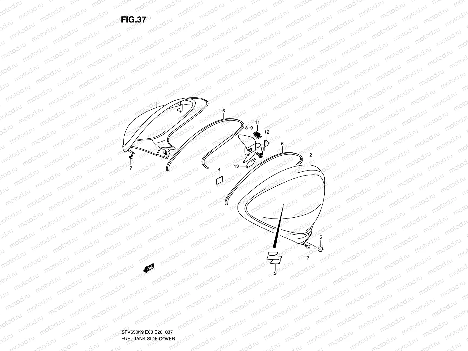 37 - FUEL TANK SIDE COVER (MODEL K9)