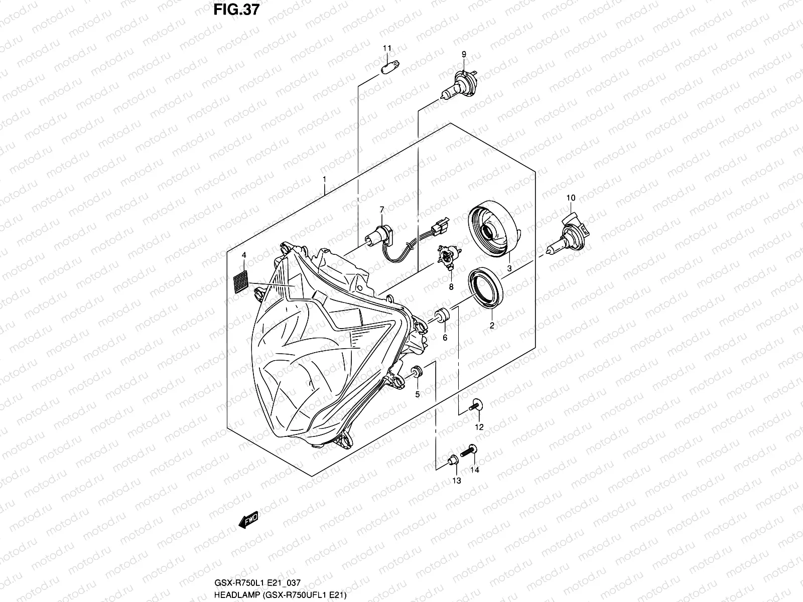 37 - HEADLAMP (GSX-R750UFL1 E21)
