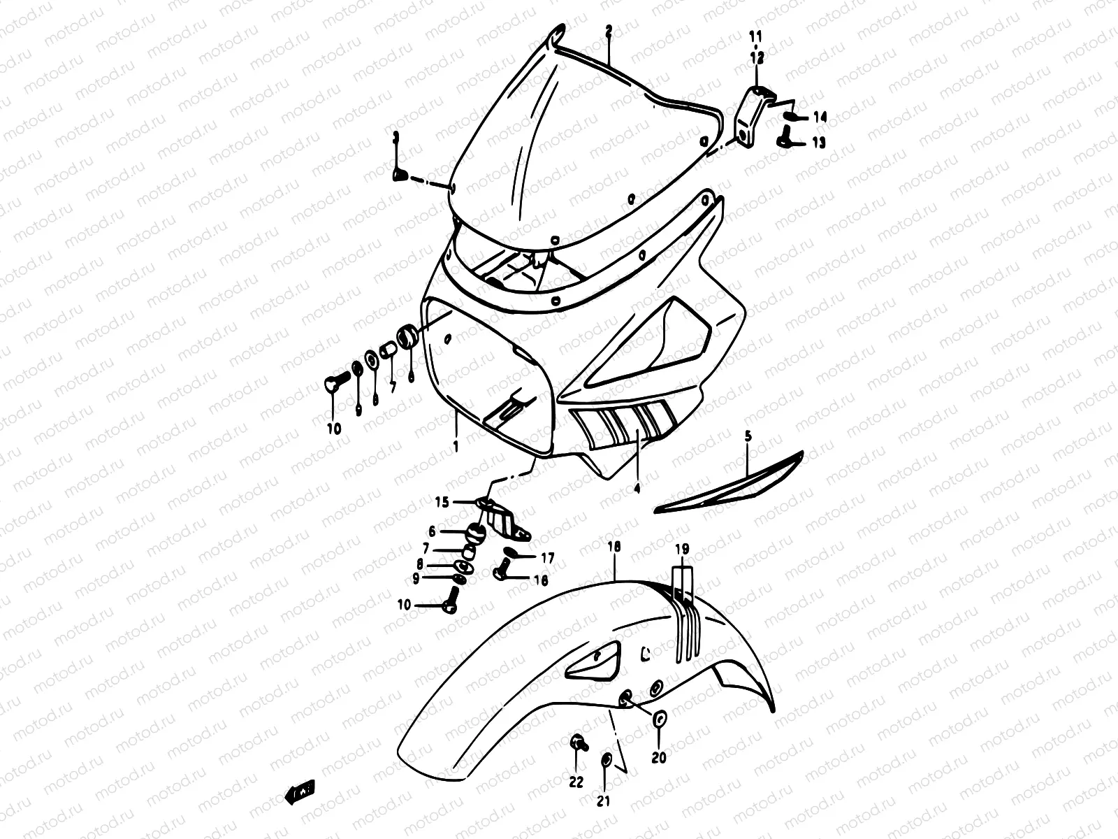 37 - HEADLAMP HOUSING - FRONT FENDER (MODEL G)