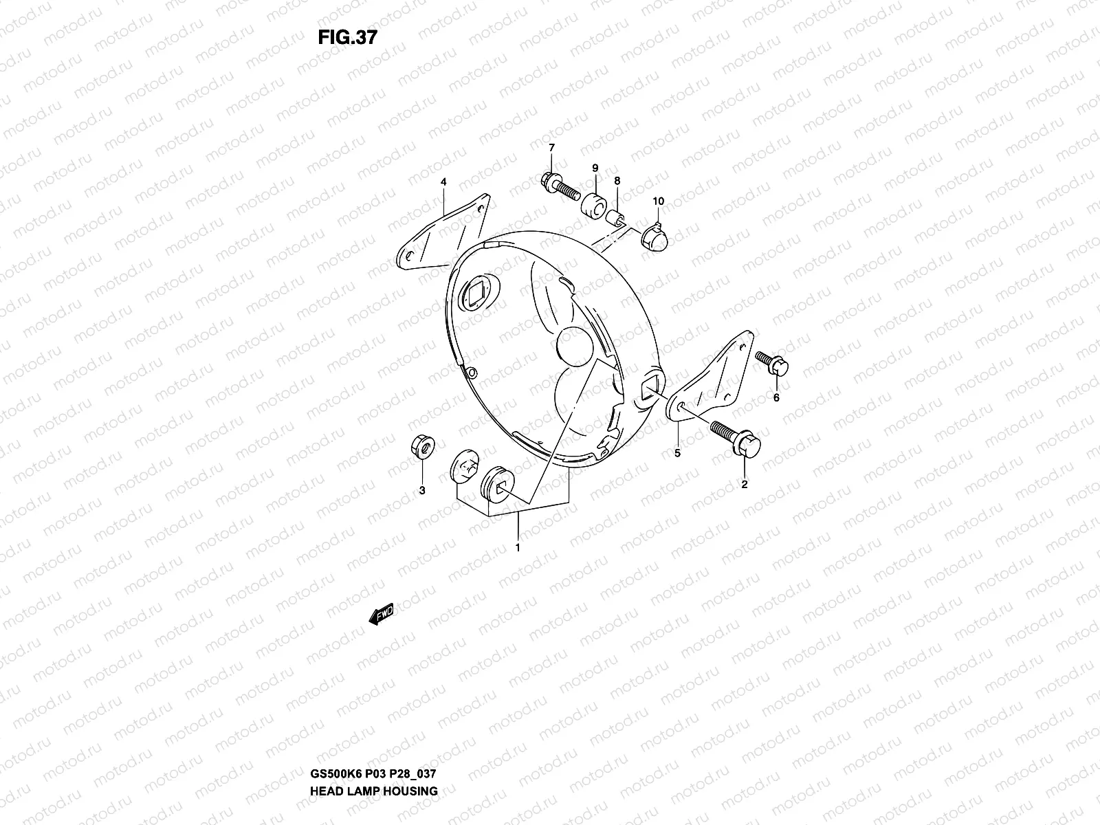37 - HEADLAMP HOUSING (WITHOUT COWLING)
