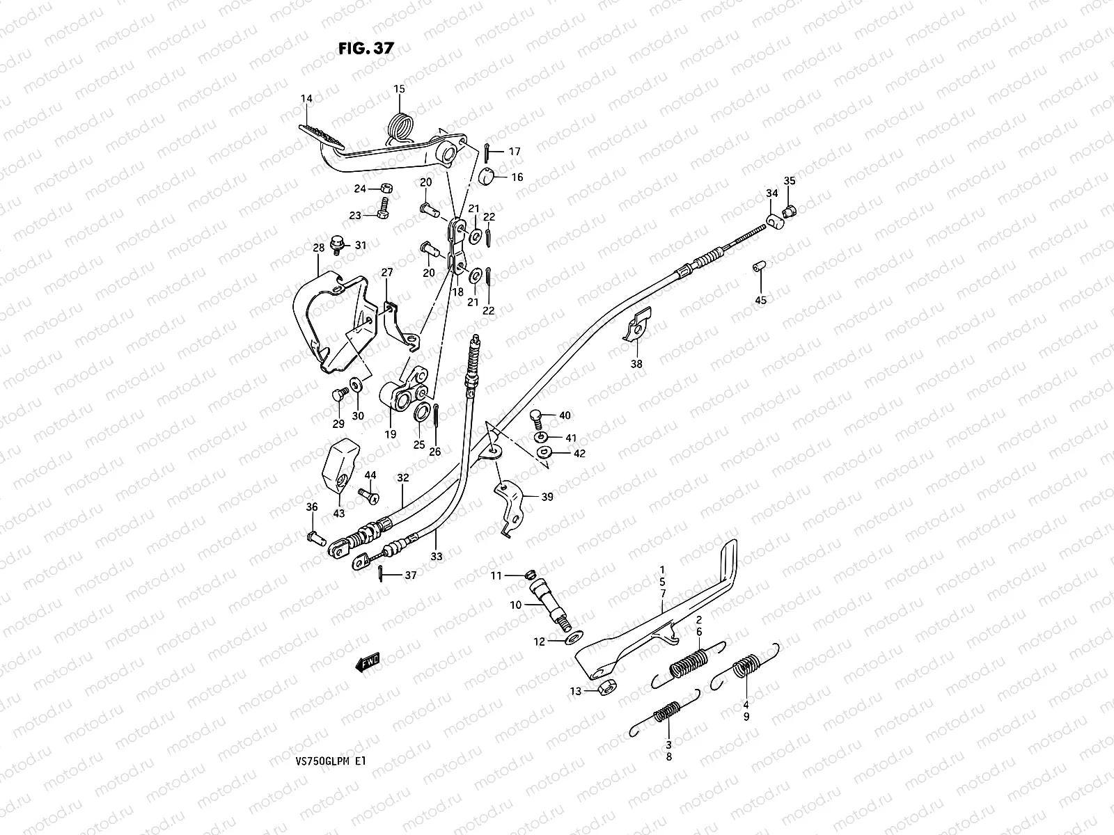 37 - PROP STAND - REAR BRAKE (MODEL G/H/J/K/L/M)